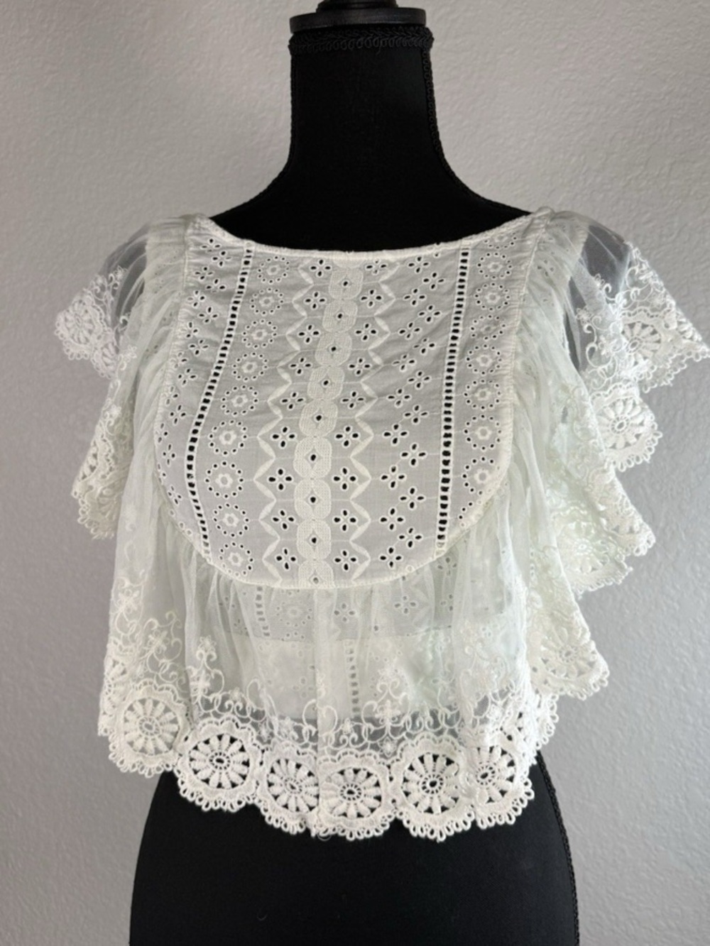 Altar’d State Lace Eyelet Sheer Crop Top 
 - size S